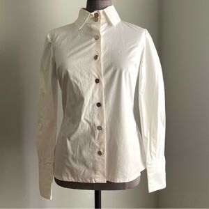 Tory Burch White Button Down Shirt with silver embossed buttons